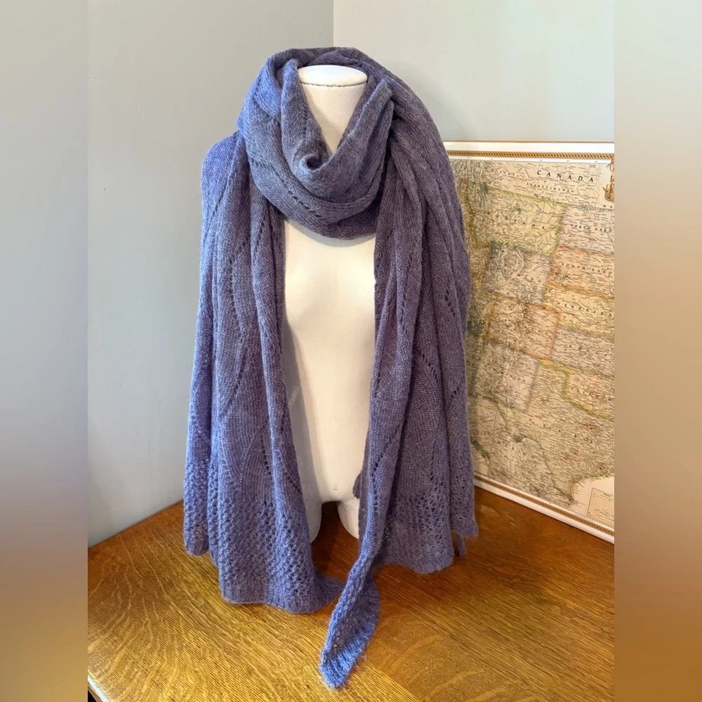 Nardi & Tagliaferri Luxury Mohair Wool Blend Scarf 28”x 84” Shawl Wrap - Picture 3 of 16